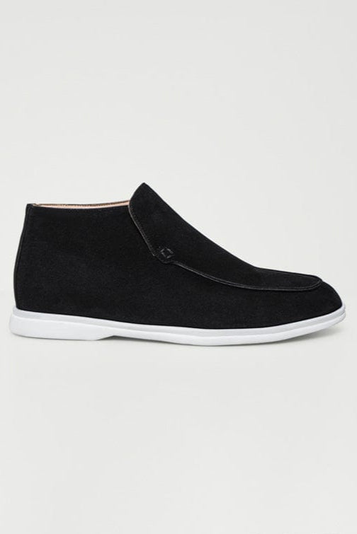 Nate - Klassieke zwarte loafers met hoge snit