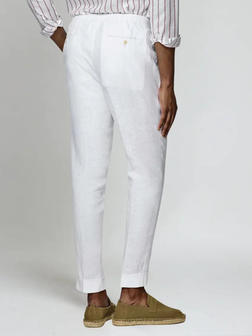 Russell - Elegante witte linnen broek