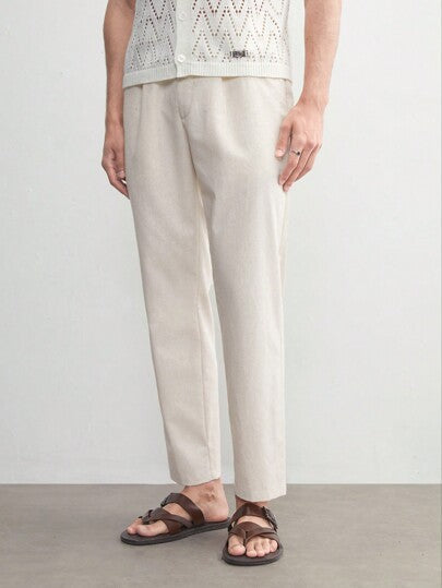 Zamir - Beige linnen broek van old money