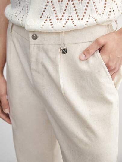 Zamir - Beige linnen broek van old money