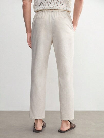 Zamir - Beige linnen broek van old money