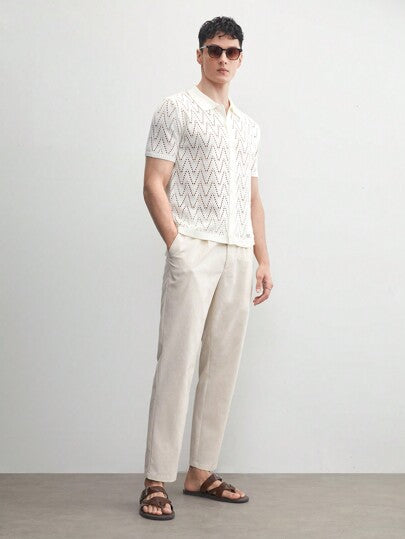 Zamir - Beige linnen broek van old money