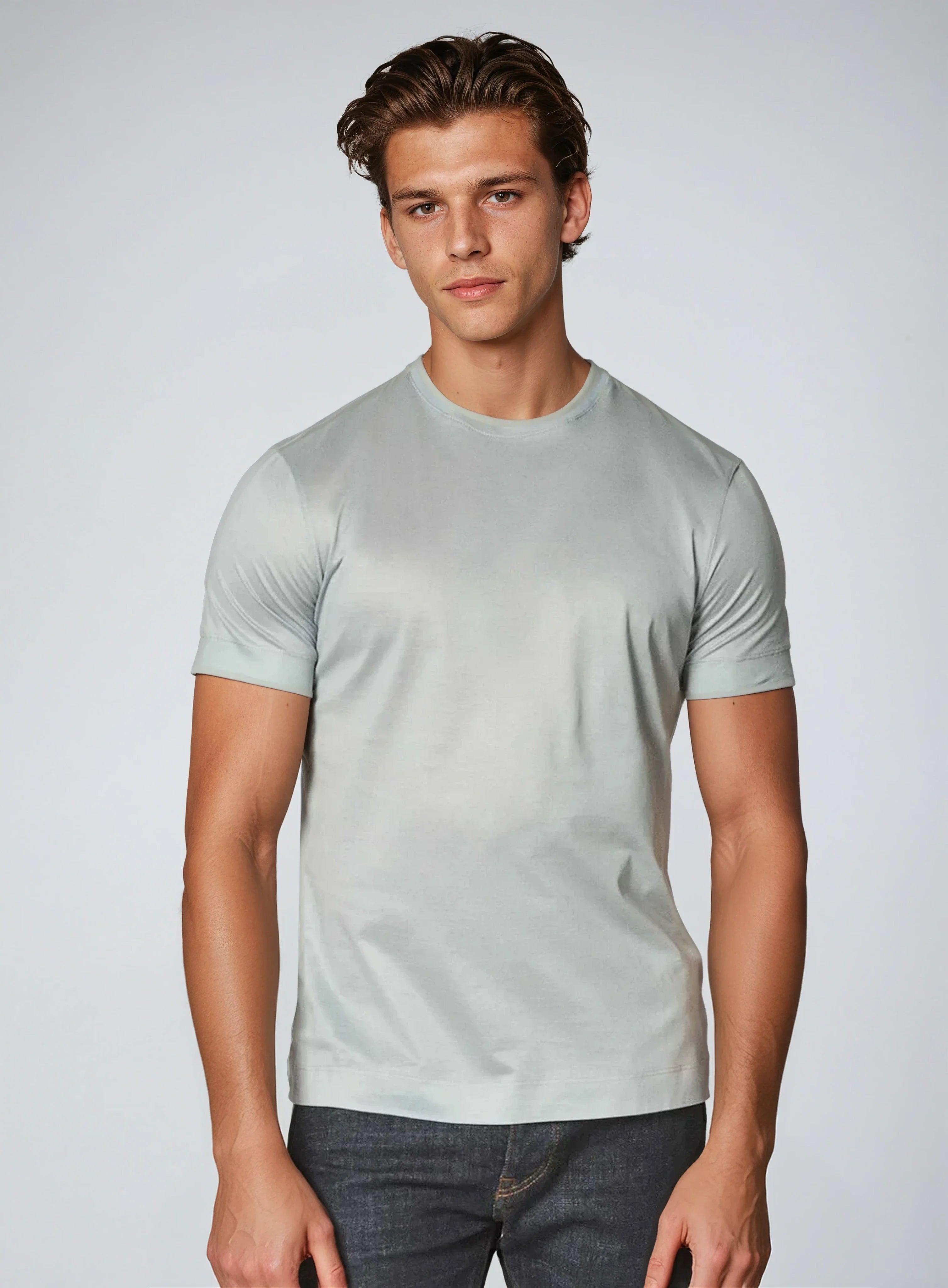Adriel - Minimalistisch grijs katoenen T-shirt