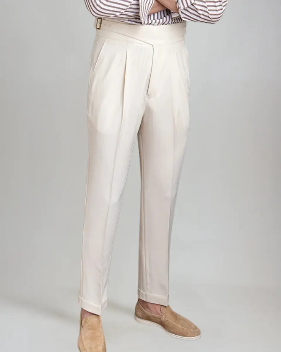 Edan - Oude Geld Witte Geplooide Broek