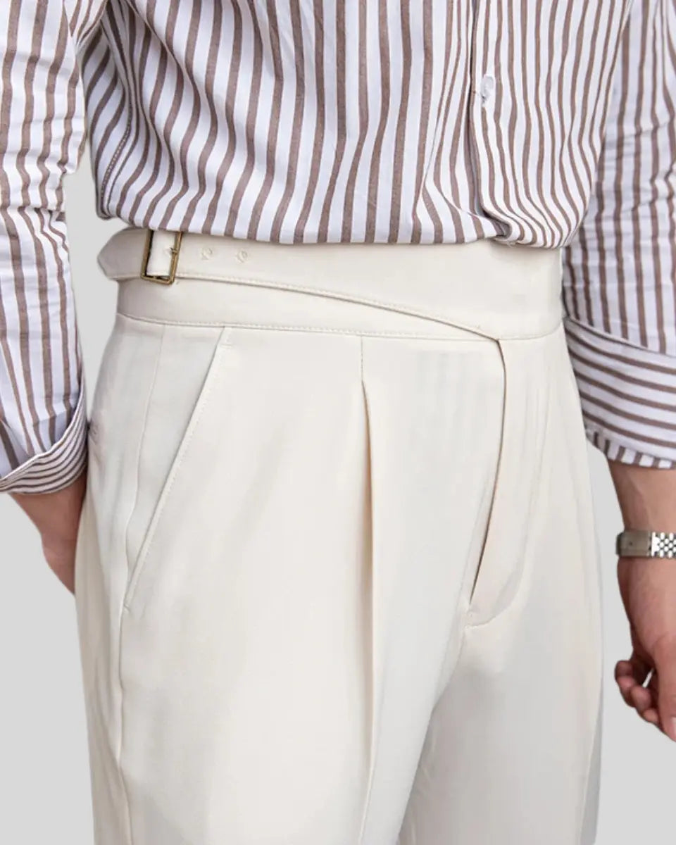 Edan - Oude Geld Witte Geplooide Broek