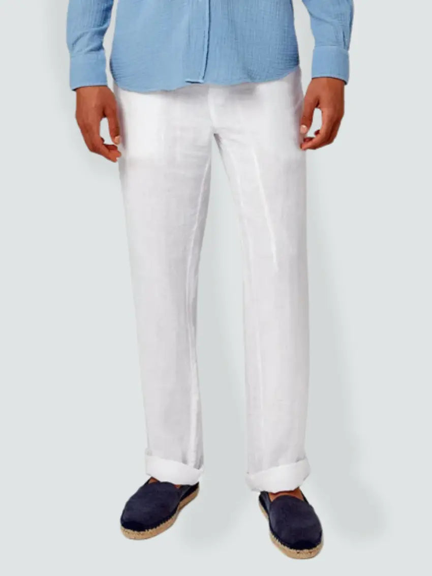 Evan - Old Money Witte linnen broek