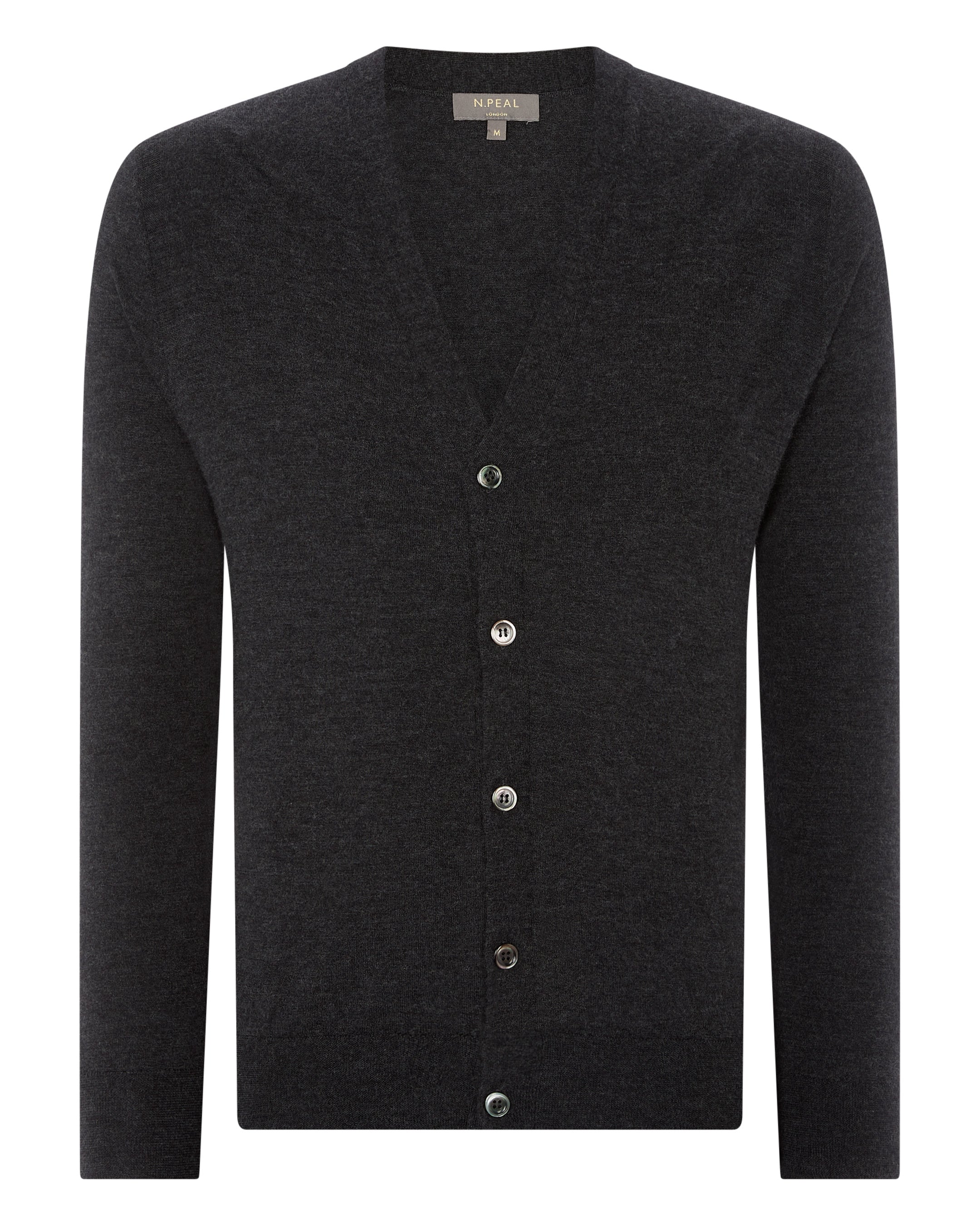 Heren Curzon Fine Gauge Cashmere Cardigan Donker Antracietgrijs