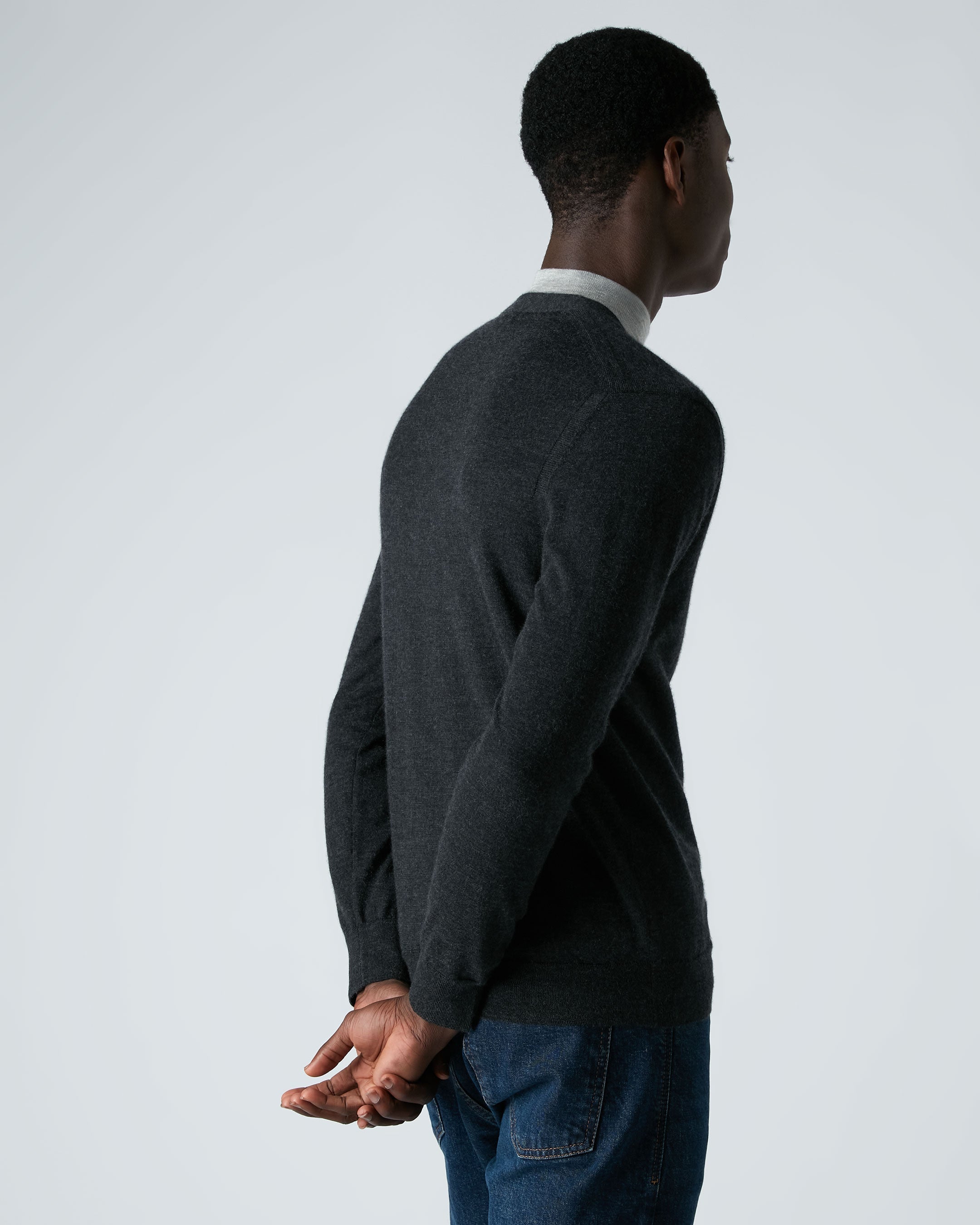 Heren Curzon Fine Gauge Cashmere Cardigan Donker Antracietgrijs