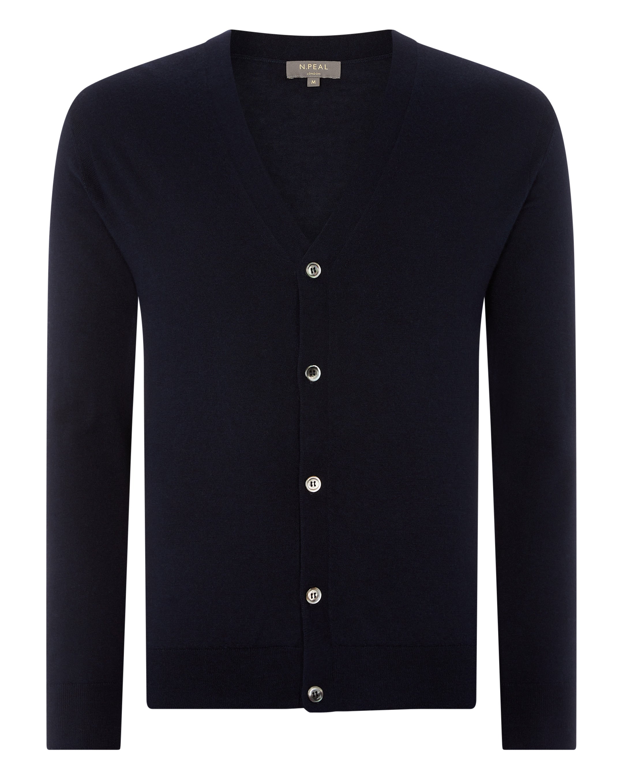 Heren Curzon Fine Gauge Cashmere Cardigan Marineblauw
