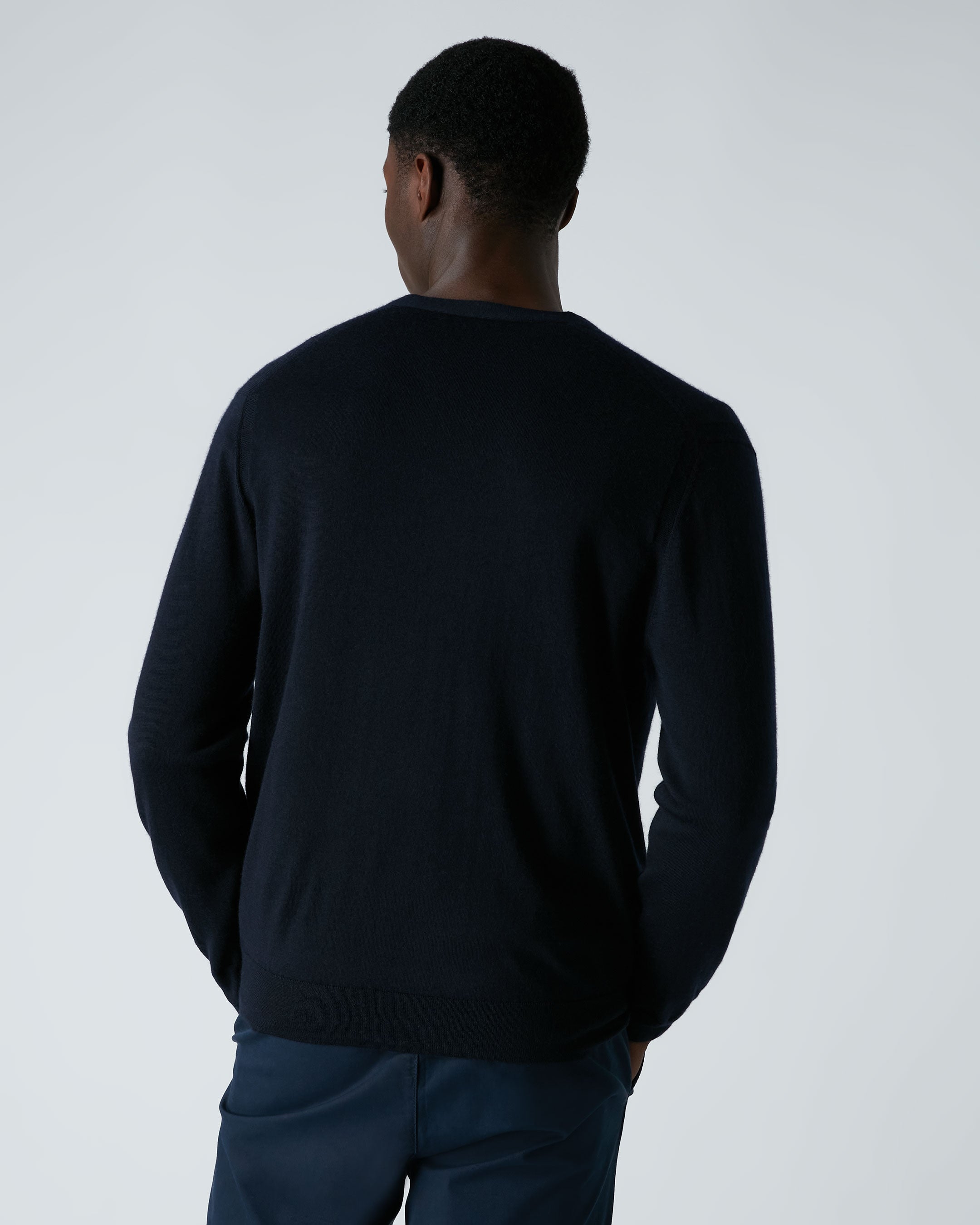 Heren Curzon Fine Gauge Cashmere Cardigan Marineblauw