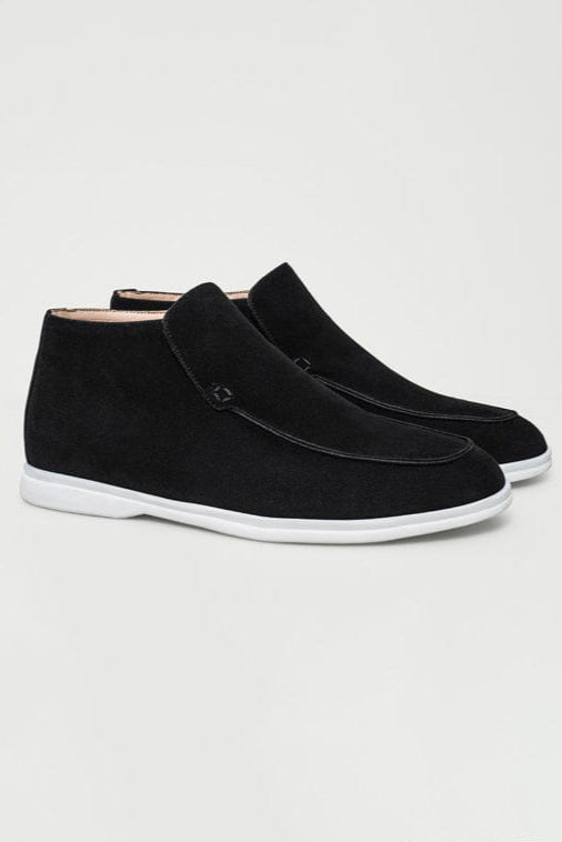 Nate - Klassieke zwarte loafers met hoge snit