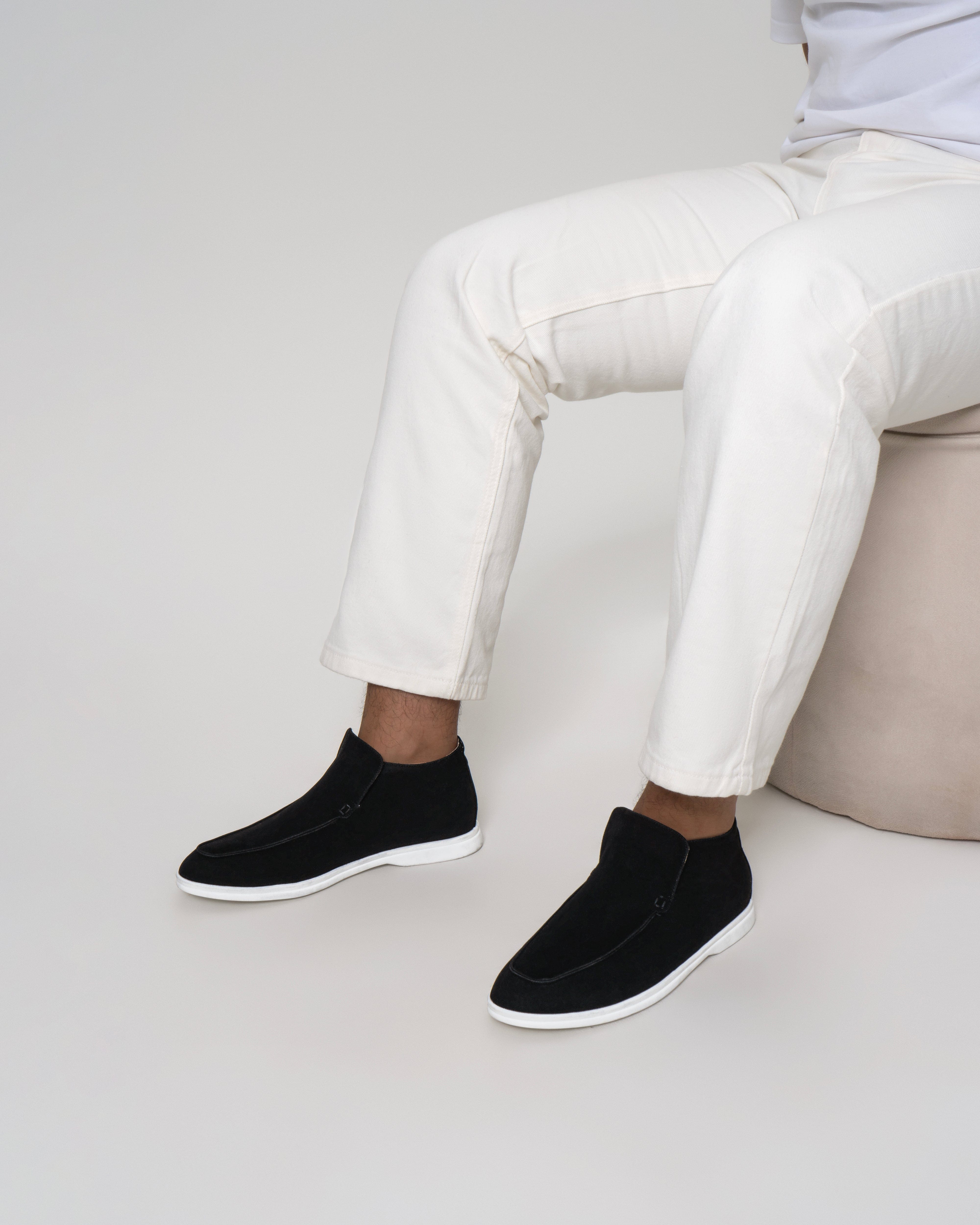 Nate - Klassieke zwarte loafers met hoge snit