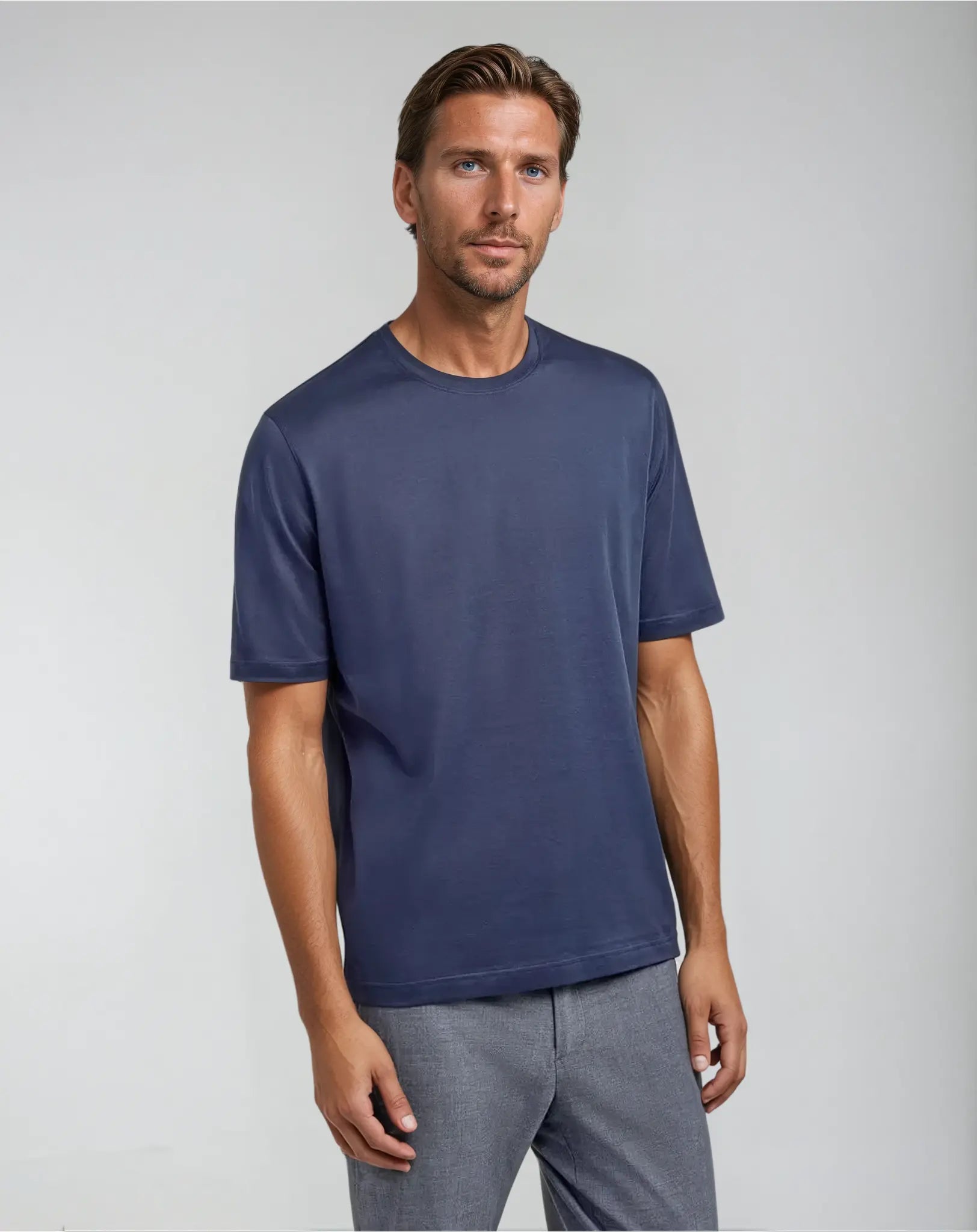 Owen - Old Money Blauw Katoenen T-shirt