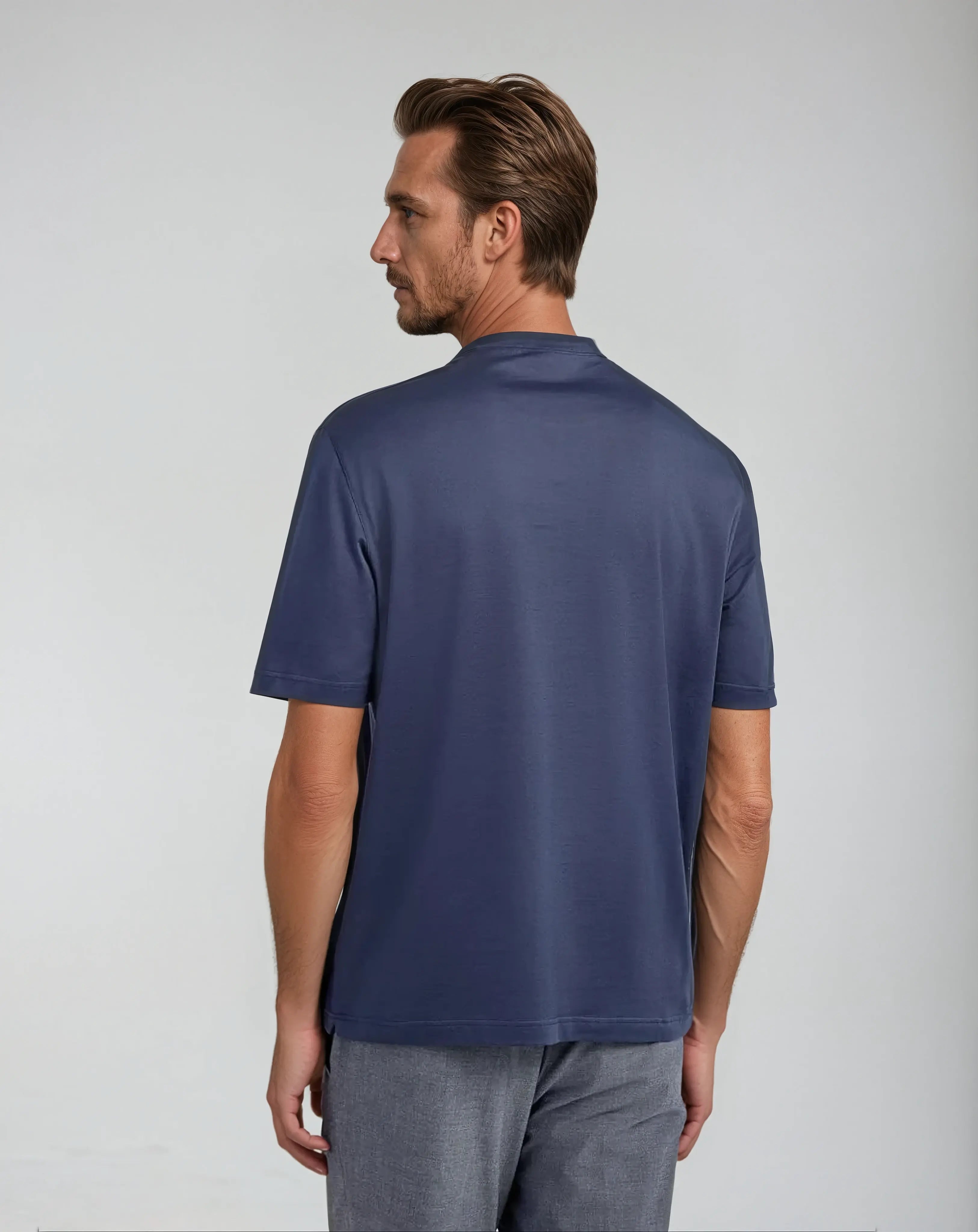 Owen - Old Money Blauw Katoenen T-shirt