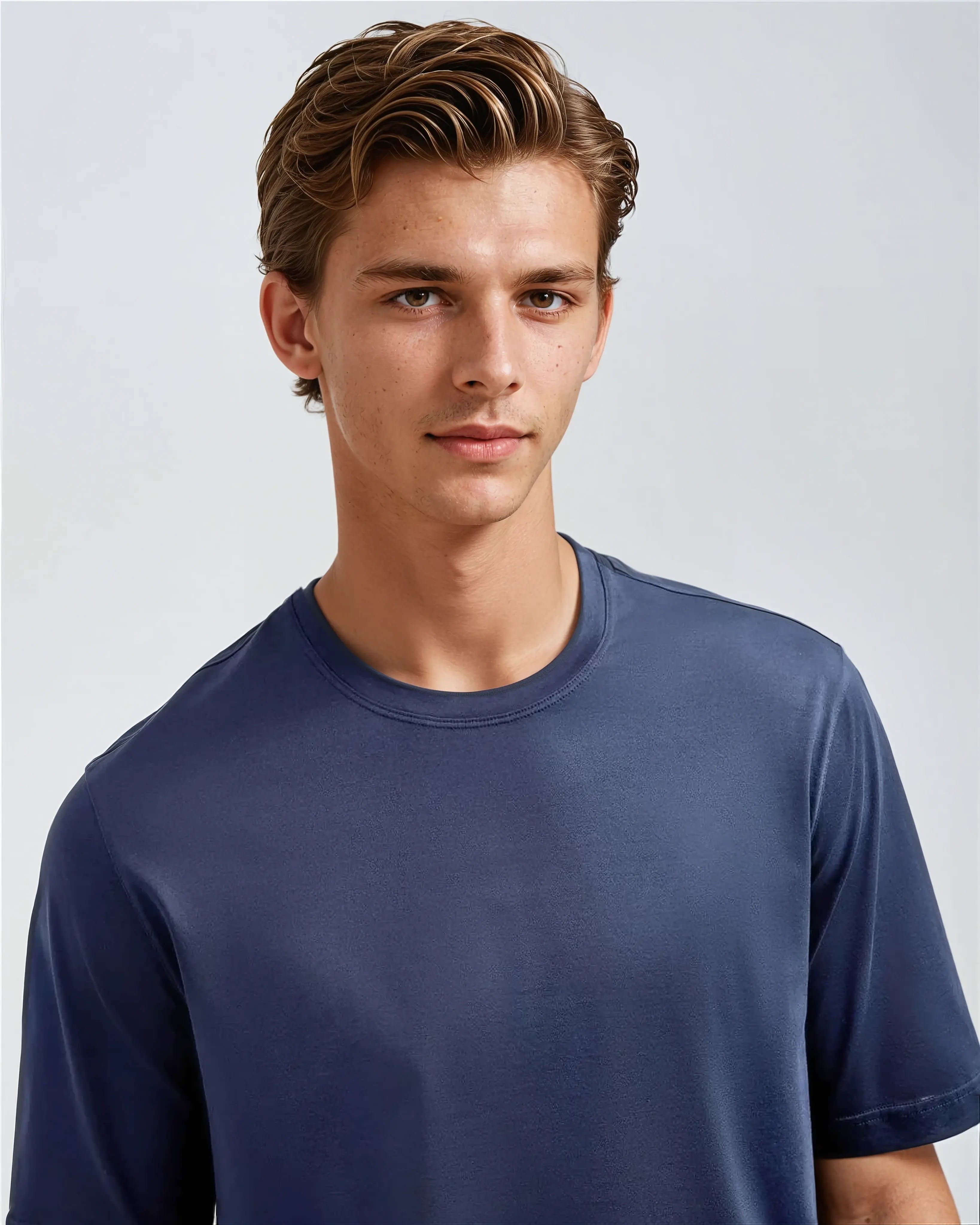Owen - Old Money Blauw Katoenen T-shirt