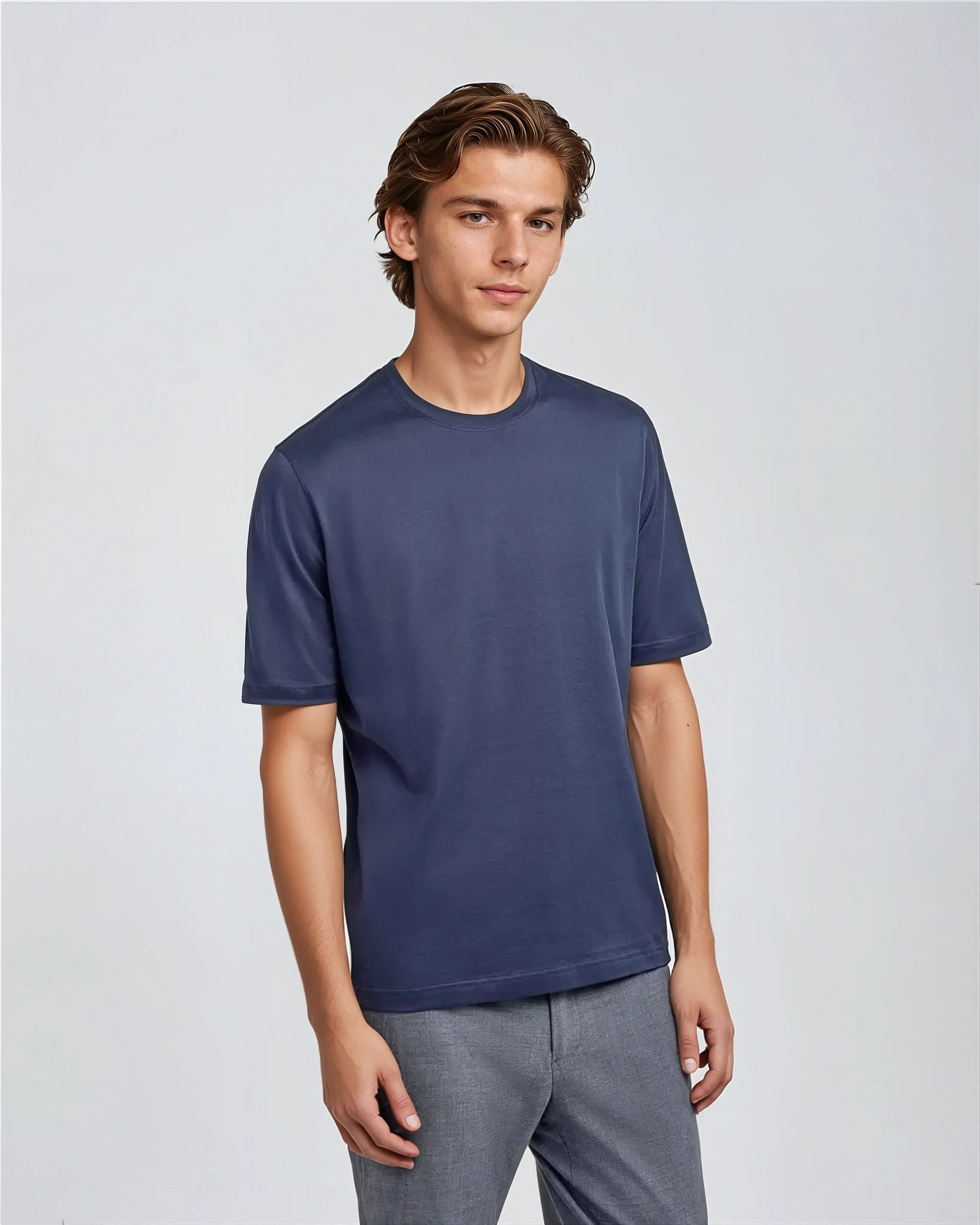 Owen - Old Money Blauw Katoenen T-shirt