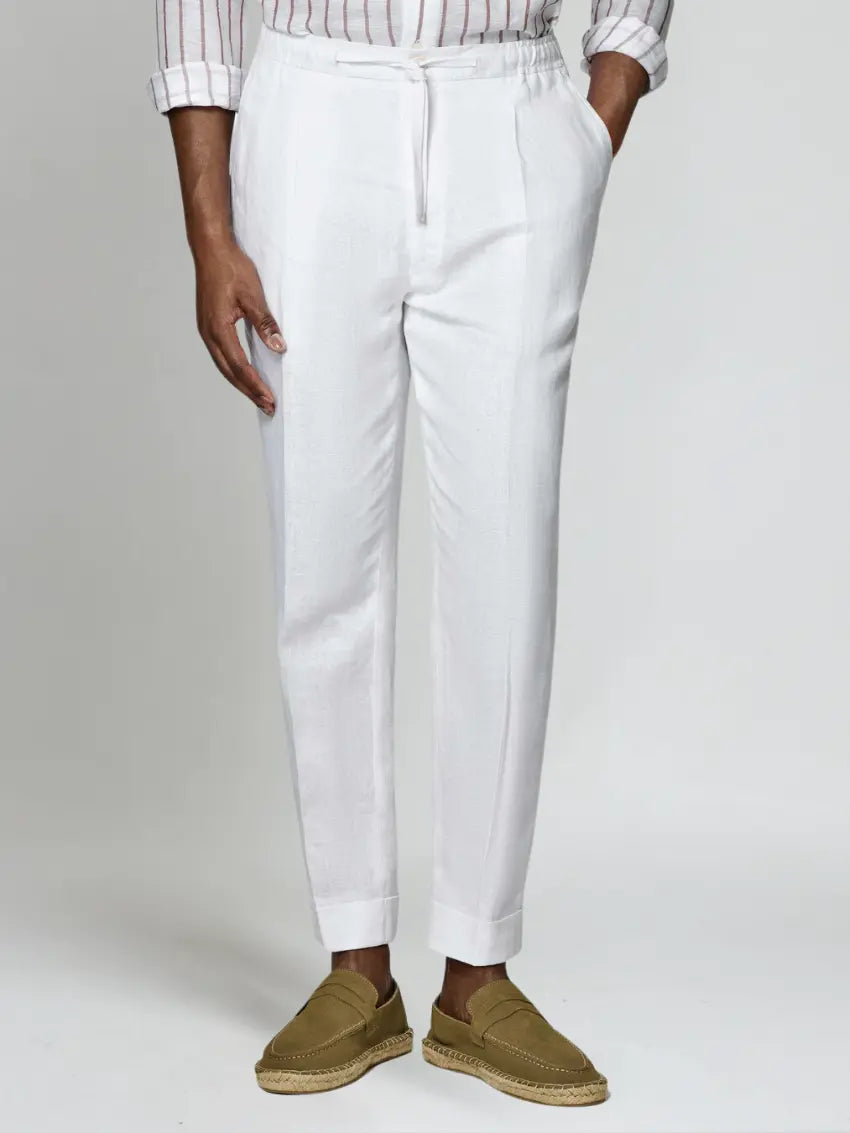 Russell - Elegante witte linnen broek
