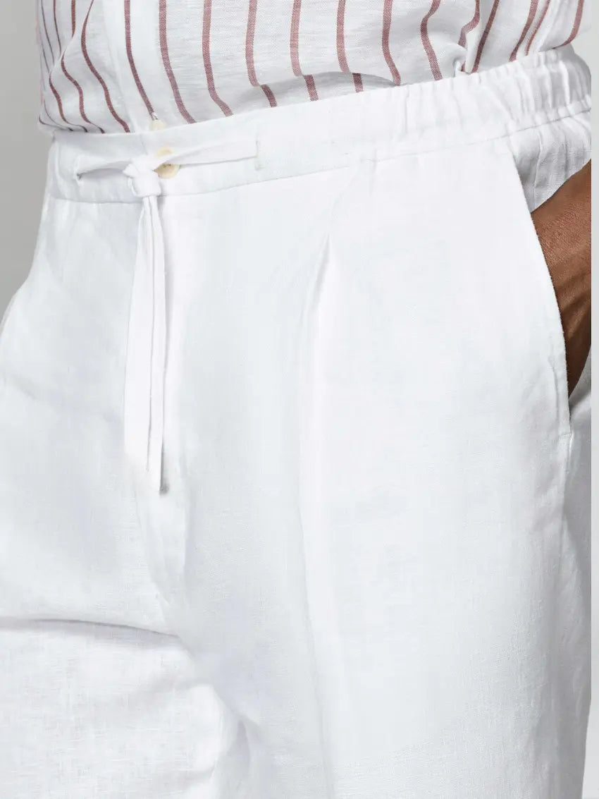 Russell - Elegante witte linnen broek
