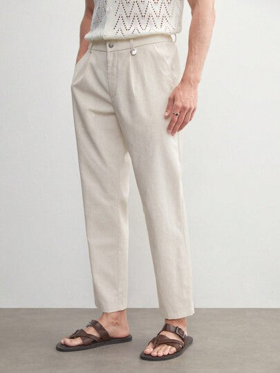 Zamir - Beige linnen broek van old money