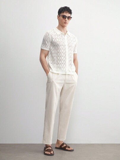Zamir - Beige linnen broek van old money
