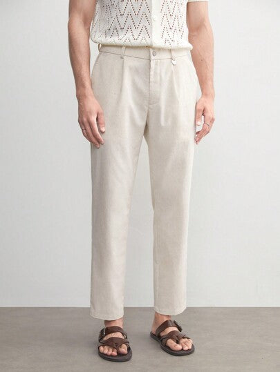 Zamir - Beige linnen broek van old money